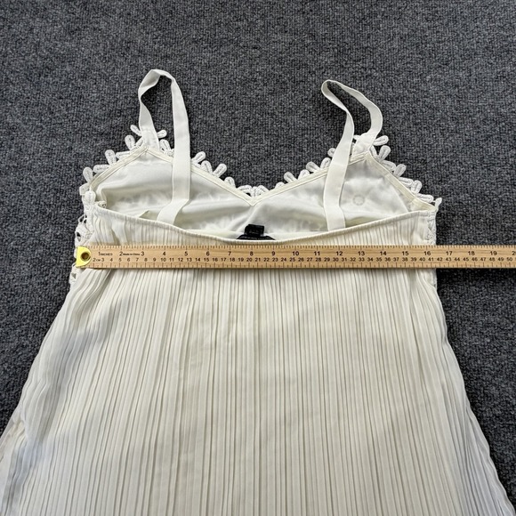 French Connection White Lace Bodice Pleated Maxi Dress Spaghetti Straps US 10 - Picture 5 of 6